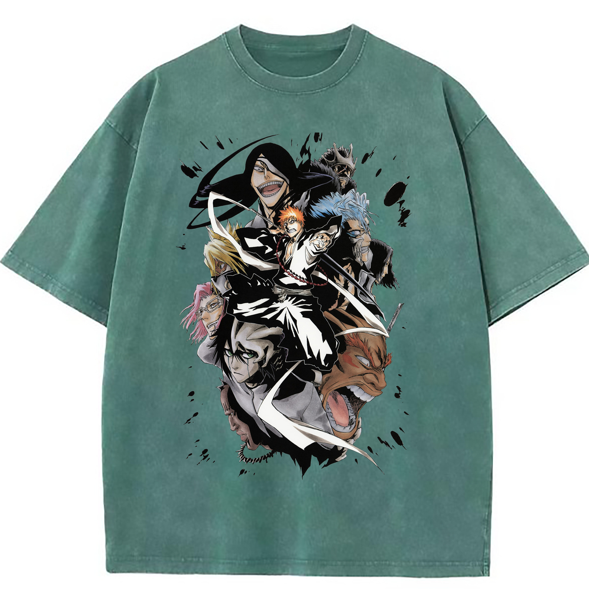 （画像用） ブリーチ 黒崎一護（くろさき いちご）BLEACH Kurosaki Ichigo 綿100% ヴィンテージ風 半袖Tシャツ（フロントプリント）